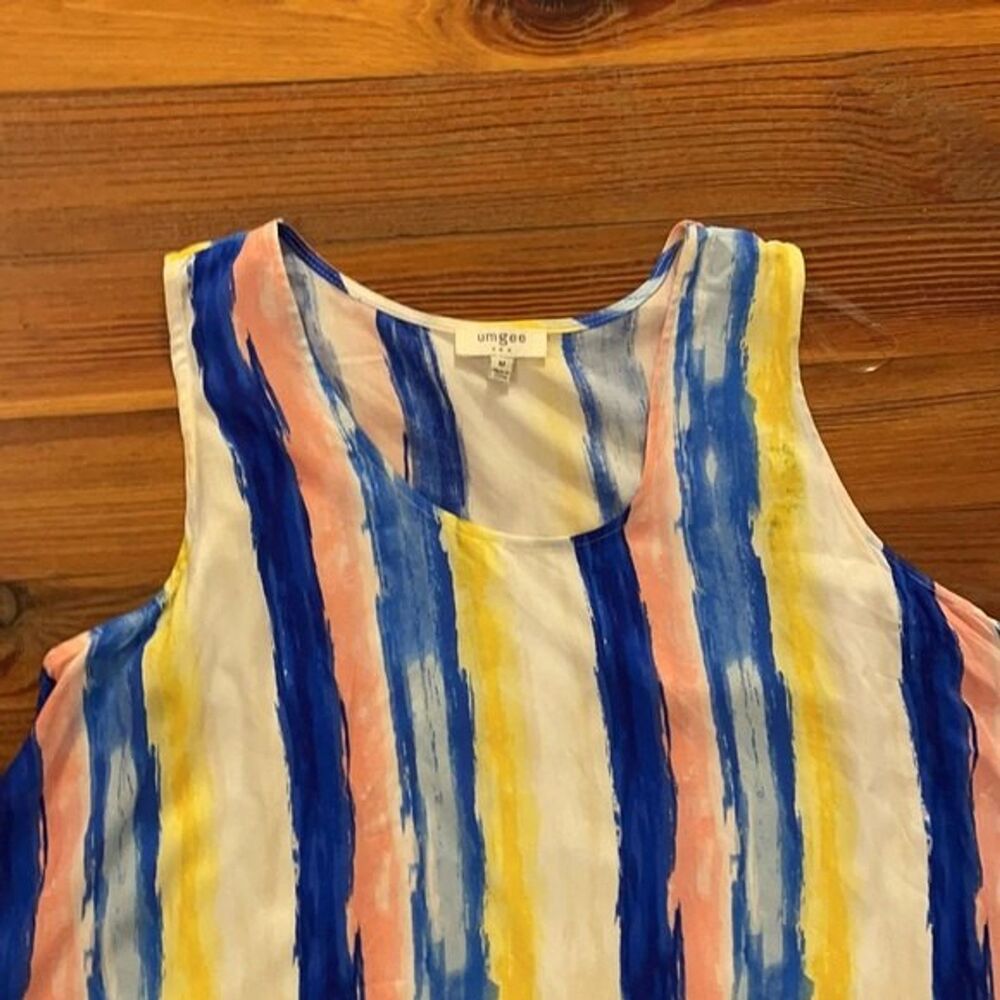 Umgee Shift Dress Womens Size Medium Blue Striped Oversized Beach - Picture 4 of 12